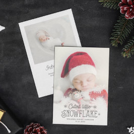 Fotofödelsemeddelande för cutest lilla snowflake julkort