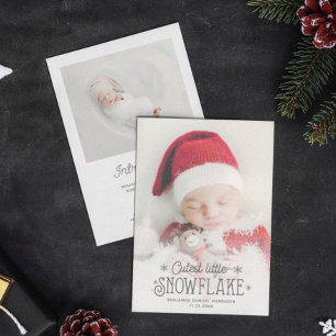 Fotofödelsemeddelande för cutest lilla snowflake julkort