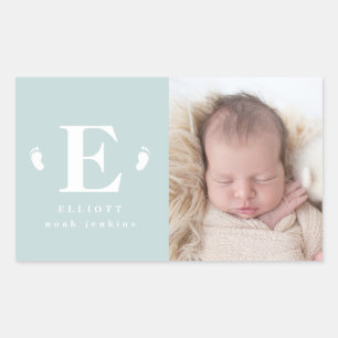 Fotofödelsetillkännagivande i baby rektangulärt klistermärke