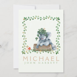 Fotofödsel för Cute elephant grönt pojke Meddelande