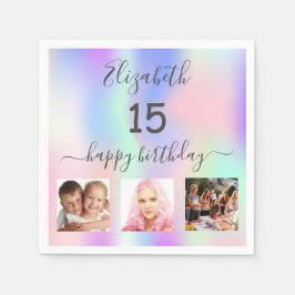 Fotofolografi för Quinceanera party rosa lila Pappersservett