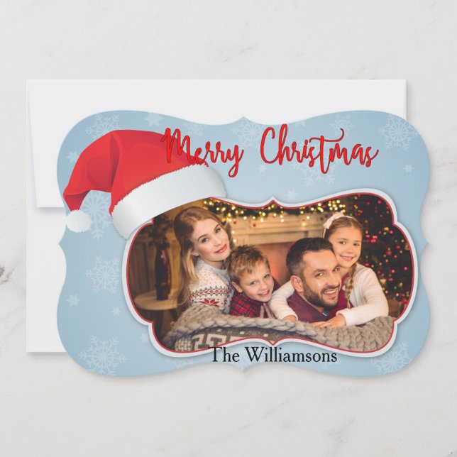Fotofönster med julklapp i Santa Hat Finare Julkort (Framsida)