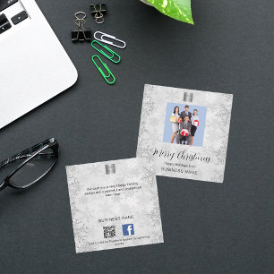 Fotoföretaget QR Facebook i silver Anteckningskort