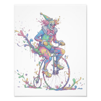 Fotoförstoring clown på en cykel fototryck