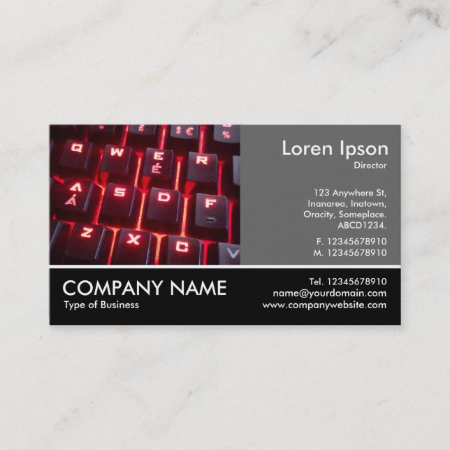 Fotofoto - 60 pc Grått - Glowing Tangentbord Visitkort (Framsida)