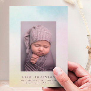 Fotofoto baby med mjuk vattenfärg, gräns meddelande