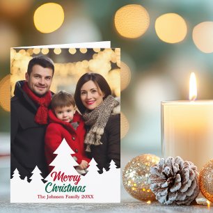 Fotofoto för familjen god jul Träd är mappat till Helgkort
