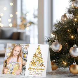 Fotofoto för familjen Guld Snöflingor har mappats Helgkort