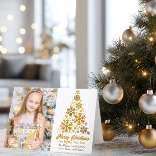 Fotofoto för familjen Guld Snöflingor har mappats Helgkort