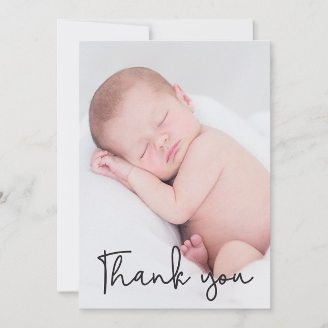 Fotofoto för Modern Script Tack Baby Meddelande (Framsida)