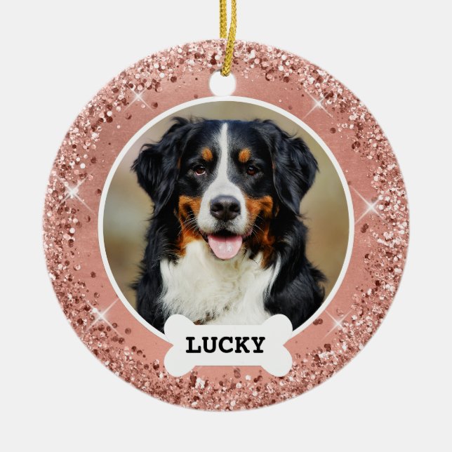 Fotofoto glitter Ro Guld Brushed Metall Ro Guld i Julgransprydnad Keramik (Framsidan)