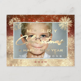 Fotofoto god jul Gott nytt år Guld Snö Vykort