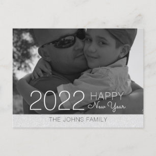 Fotofoto gott nytt år Glitter Silver Vykort