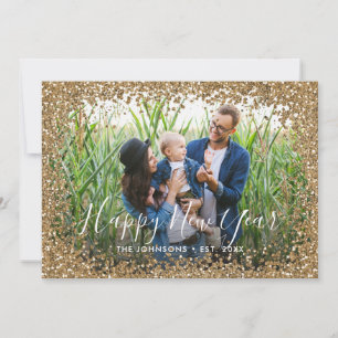 Fotofoto Ram i Gott nytt år Guld Glitter Julkort