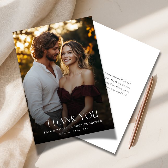 Fotofotofoto för Bröllop Overlay Photo Par Shower  Tack Kort (Skapare uppladdad)