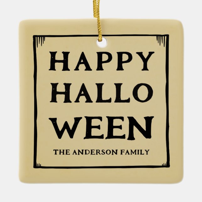 Fotofotot av happy halloween julgransprydnad keramik (Framsida)