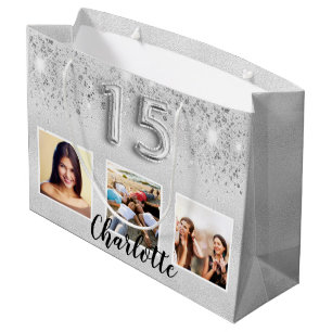 Fotofotot av silver glitter namn Quinceanera