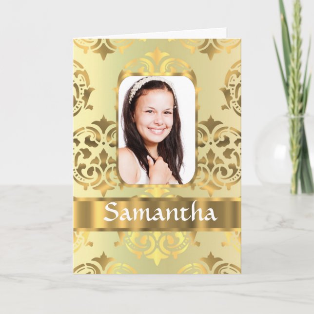 Fotofotot för dammen guld gräns kort (Framsida)