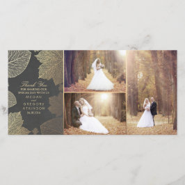 Fotofotot för guld Höst löv Bröllop Tack Kort