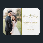 Fotofotot Tack för Forever och Always Bröllop Magnet<br><div class="desc">Guld-skriptet "För alltid och för alltid" utformar bröllop tack vare att du har magneter med ditt favoritfoto från bröllop. Visa din familj och dina vänner din uppskattning för att du är en del av din bröllop firande med ett anpassat fototack till din magnet. Det kommer att vara en minnesvärd keepé...</div>