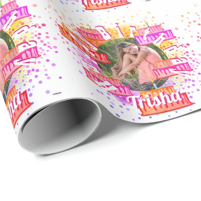 Fotogåspålägg för flickans födelsedag Cakes HAMbyW Presentpapper (Rullad Hörn)