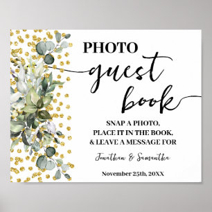 Fotogäst Bok Bröllop Möhippa Eucalyptus Guld Poster