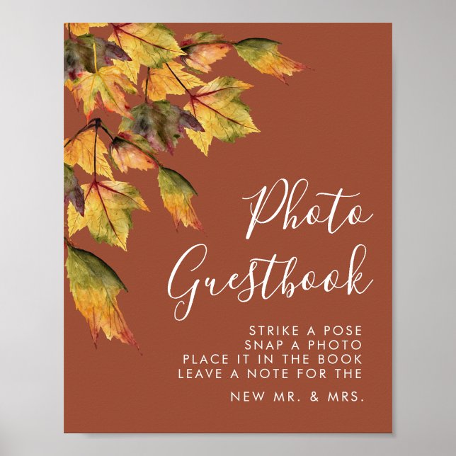 Fotogästbok för Rustic Autumn Foliage Bröllop Poster (Skapare uppladdad)