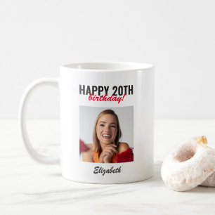 Fotogåva för Modern Script Grattis på födelsedagen Kaffemugg