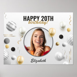 Fotogåva för Modern Script Grattis på födelsedagen Poster