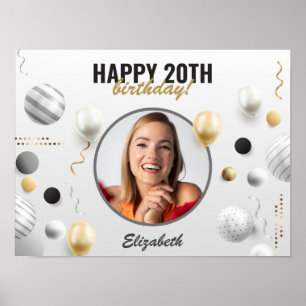 Fotogåva för Modern Script Grattis på födelsedagen Poster