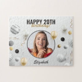 Fotogåva för Modern Script Grattis på födelsedagen Pussel