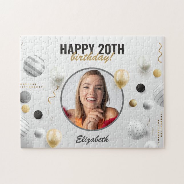 Fotogåva för Modern Script Grattis på födelsedagen Pussel (Horisontell)