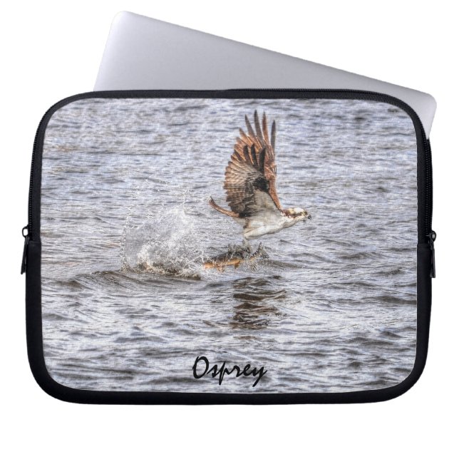 Fotogåva från flygande Osprey & Fish Wildlife Laptop Fodral (Framsidan)