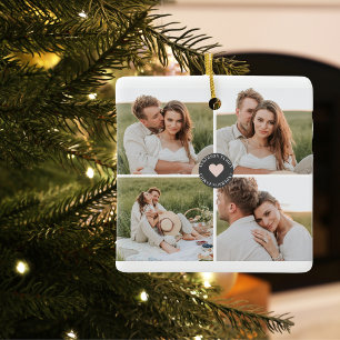 Fotogåva från Modern Collage Personlig Family Foto Julgransprydnad Keramik