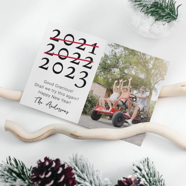 Fotogenomstrykning Försök igen 2023, nyår Julkort (Skapare uppladdad)