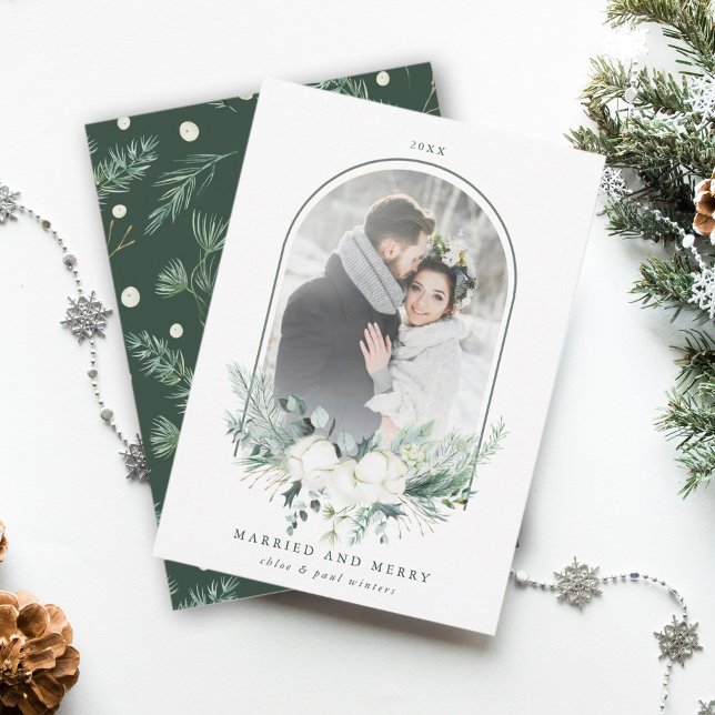 Fotogift med bomullsblommor, Ram, gift och merry Julkort (Skapare uppladdad)