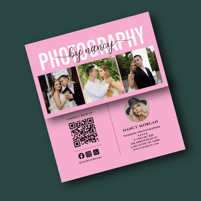 Fotograf  3 Foto Grid QR-kod Fotografi  Visitkort (Skapare uppladdad)