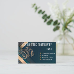 Fotograf Affärskort Teal, guld Anpassa Visitkort
