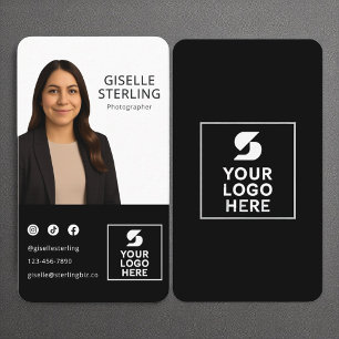 Fotograf Black White Photo Logotyp Porträtt Visitkort