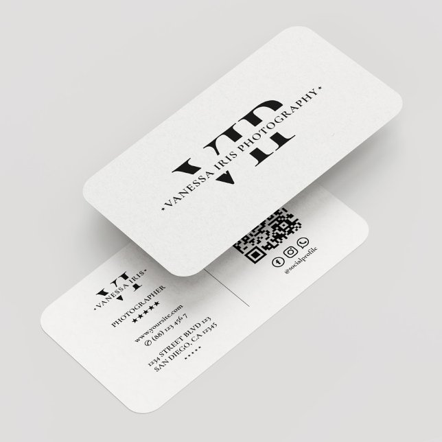 Fotograf Cinematographer Modern Black White Visitkort (Photographer Cinematographer Modern Black White Business Card
)