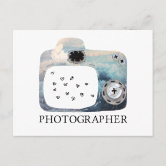 Fotograf Cloudy Camera Hearts Vykort
