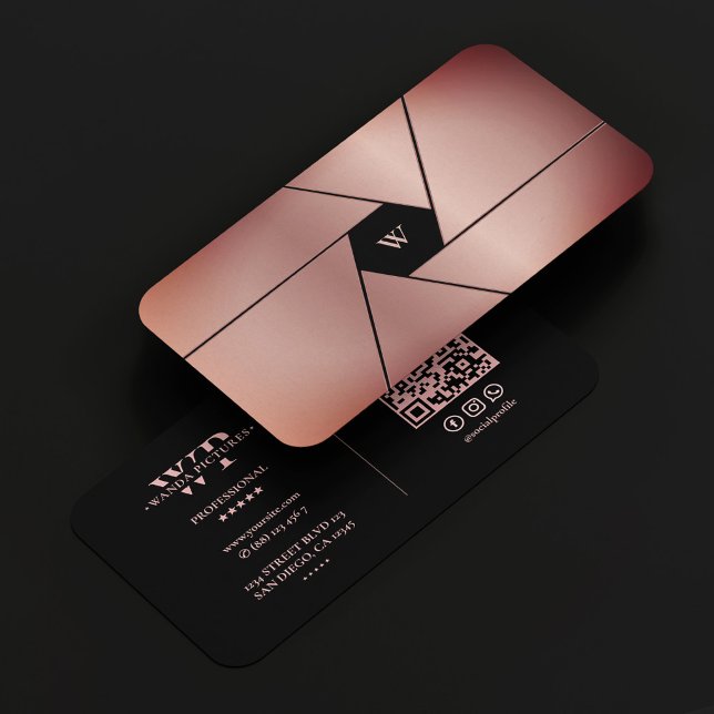 Fotograf Filmfotograf Objektiv Koppar Svart Visitkort (Photographer Cinematographer Lens Copper Black Business Card
)