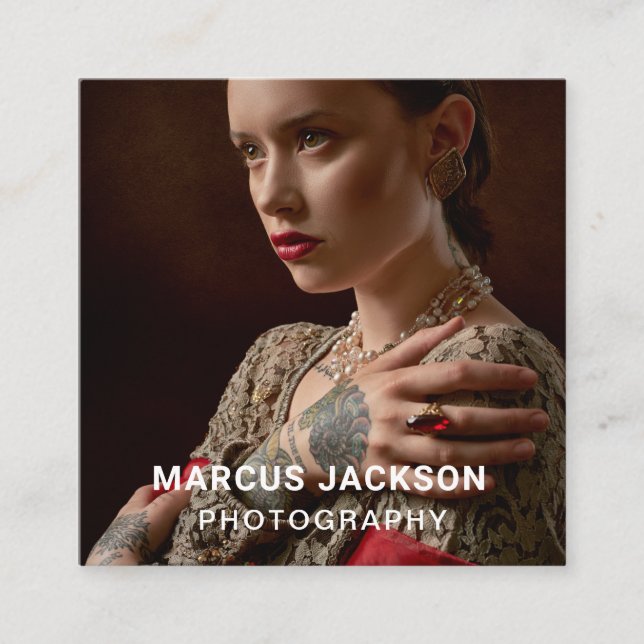 Fotograf för elegant Porträtt Fyrkantigt Visitkort (Framsida)