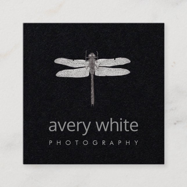 Fotograf för enkel svart Professionell Fyrkantigt Visitkort (Framsida)