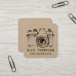 Fotograf för Kraft Sketch-kamera Fyrkantigt Visitkort