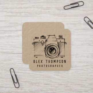 Fotograf för Kraft Sketch-kamera Fyrkantigt Visitkort
