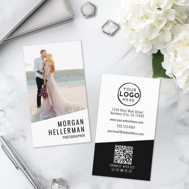 Fotograf Foto Logotyp Vertikal Visitkort (Photographer Photo Logo Vertical Business Card )