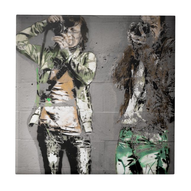 Fotograf grafitti kakelplatta (Framsidan)