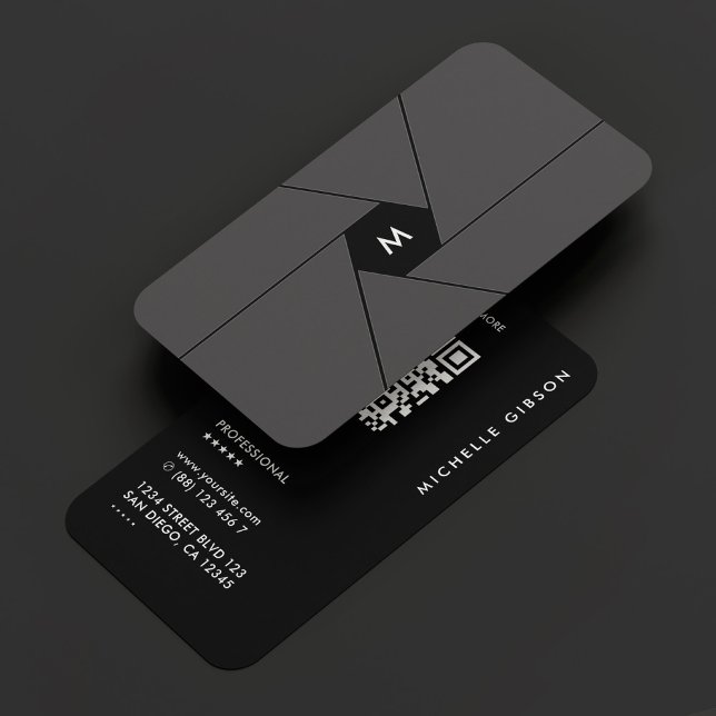 Fotograf Grått Shutter Lens Modern (första Mörken) Visitkort (Photographer Initial Dark Grey Shutter Lens Modern Business Card
)