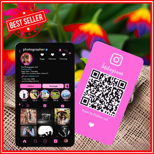 Fotograf Instagram QR-kod Visitkort (Skapare uppladdad)
